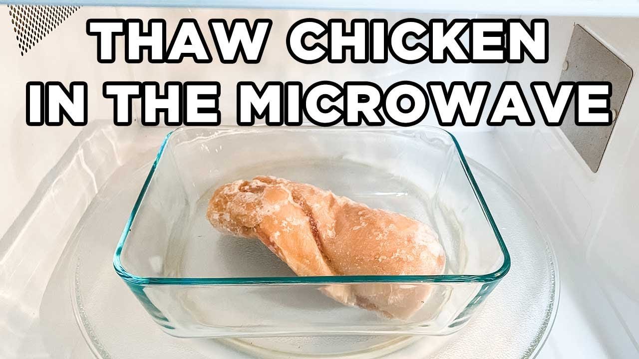 Preparing raw chicken for safe defrosting by removing packaging onto a clean plate.