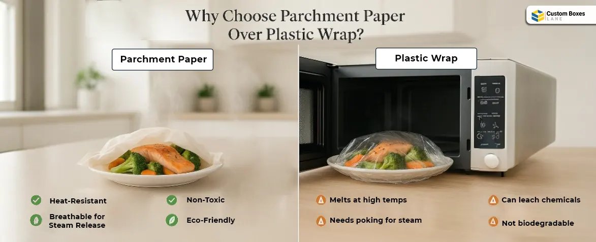 Various rolls of kitchen parchment paper displayed on a modern home kitchen counter.